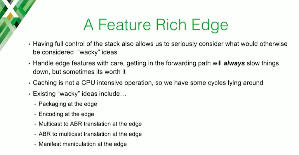 Because Charter Communications has full control over its web cache server, it could implement features at the edge to improve caching, such as doing translation between ABR and multicast formats on the fly